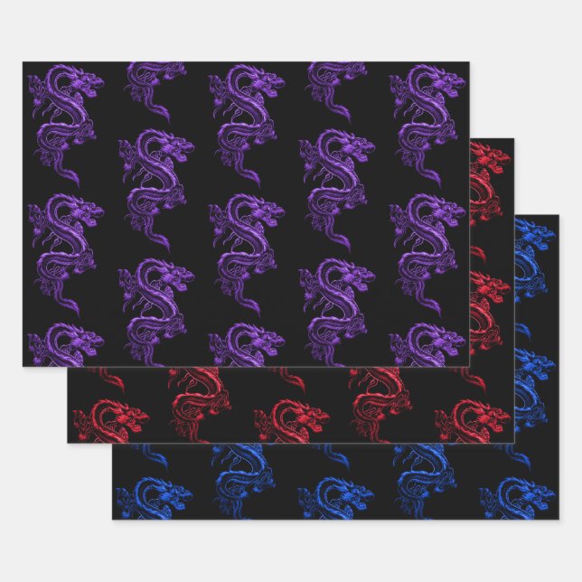 Asian Dragon Collection Wrapping Paper Sheets (Set)