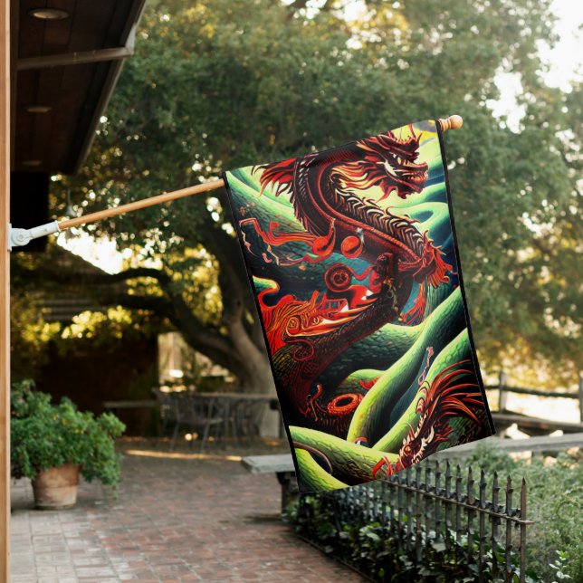 ASIAN DRAGON  HOUSE FLAG (In SItu)