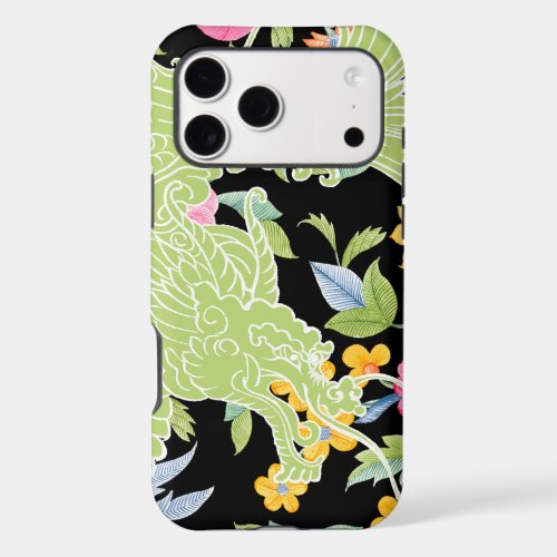 Asian Dragon - Lime green floral pastel iPhone 17 Pro Max Case