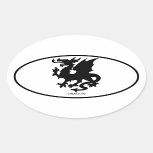Asian Dragon Oval Sticker