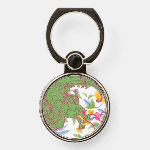 Asian Dragon _ Pink and Green Floral Phone Ring Stand