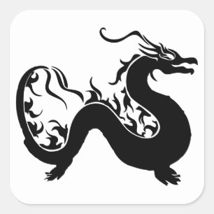 Asian Dragon Silhouette Square Sticker