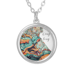 Asian Dragon  Silver Plated Necklace