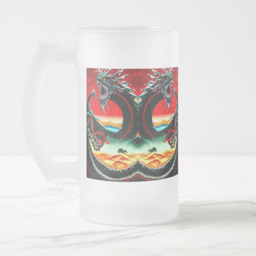 ASIAN DRAGON   THROW PILLOW FROSTED GLASS BEER MUG