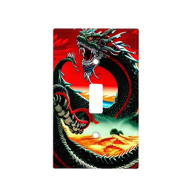 ASIAN DRAGON   THROW PILLOW LIGHT SWITCH COVER (Front)