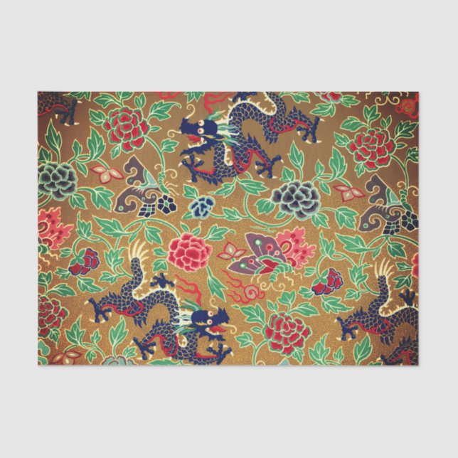 ASIAN DRAGONS WITH BUTTERFLIES Tissue Paper (Front)
