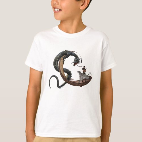 Asian Eastern Dragon Fantasy Boat Tiger T_Shirt