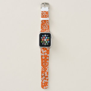 Asian Elegance: Red Floral Seamless Print Apple Watch Band