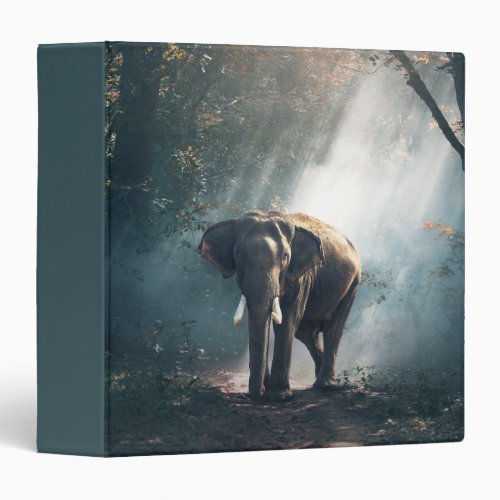 Asian Elephant in a Sunlit Forest Clearing Binder