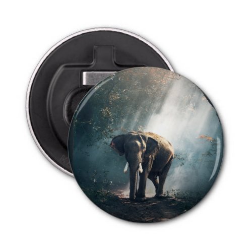 Asian Elephant in a Sunlit Forest Clearing Bottle Opener