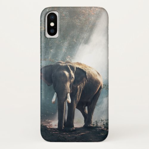 Asian Elephant in a Sunlit Forest Clearing iPhone X Case