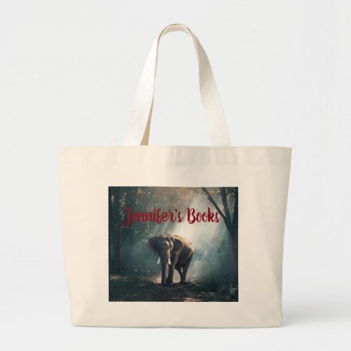Asian Elephant in a Sunlit Forest Clearing Large Tote Bag