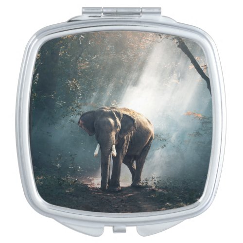Asian Elephant in a Sunlit Forest Clearing Mirror For Makeup
