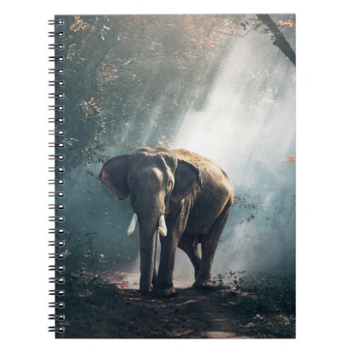 Asian Elephant in a Sunlit Forest Clearing Notebook