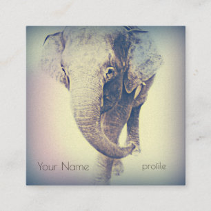 Asian Elephant in Vintage Colors Square Business Card