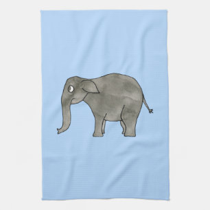 Asian Elephant, on light blue. Towel