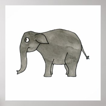 Asian Elephant. Poster by Animal_Art_By_Ali at Zazzle