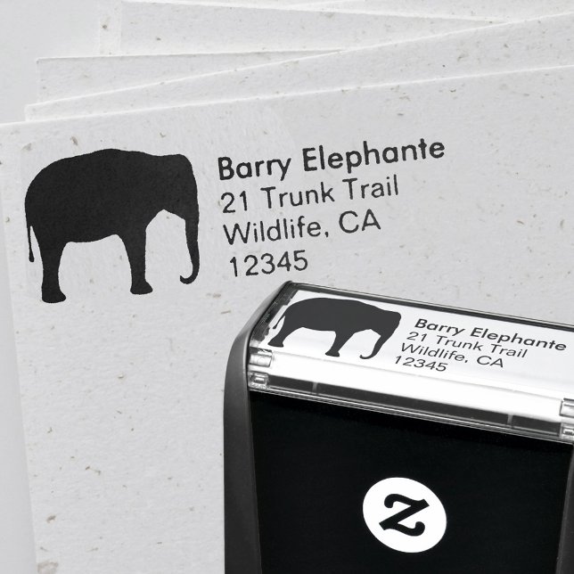 Asian Elephant Silhouette Return Address Self-inking Stamp (Creator Uploaded)
