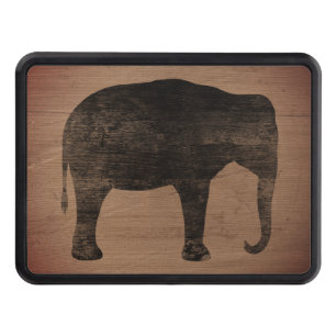 Asian Elephant Silhouette Rustic Style Trailer Hitch Cover