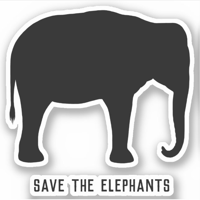 Asian Elephant Silhouette | Save the Elephants Sticker (Front)