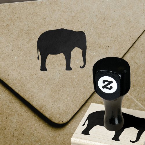 Asian Elephant Silhouette Wildlife Rubber Stamp