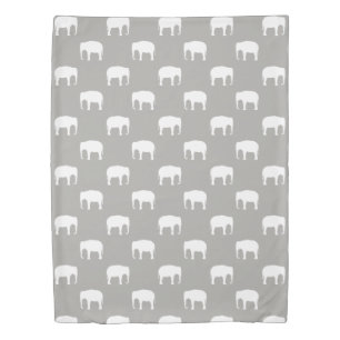 Asian Elephant Silhouettes Pattern Duvet Cover