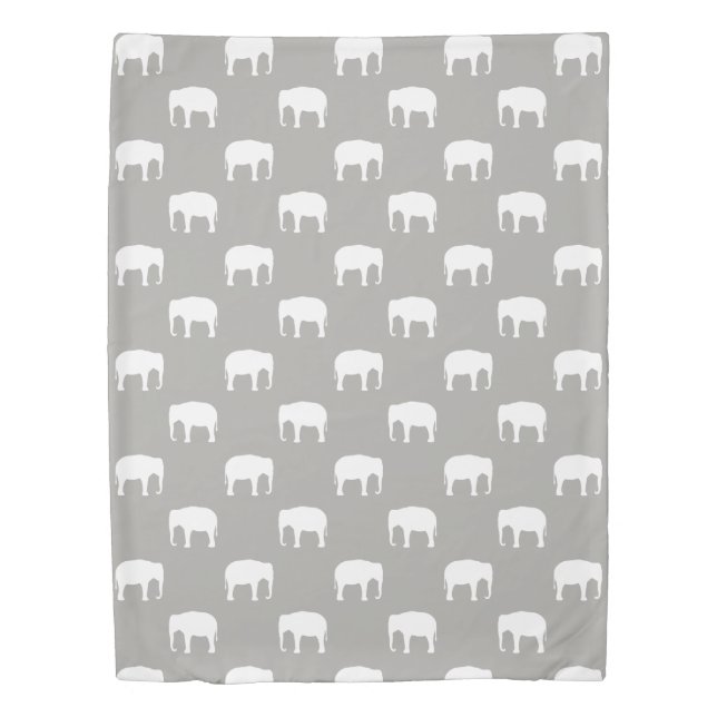 Asian Elephant Silhouettes Pattern Duvet Cover (Front)