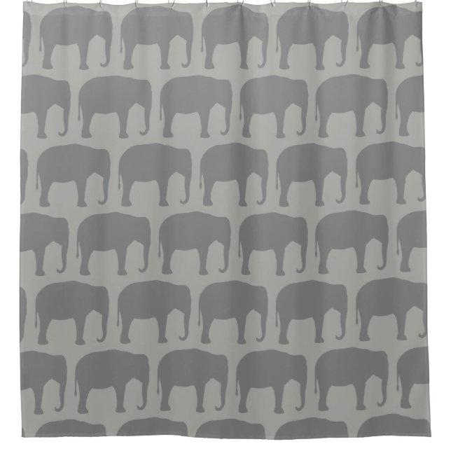 Asian Elephant Silhouettes Pattern Shower Curtain (Front)