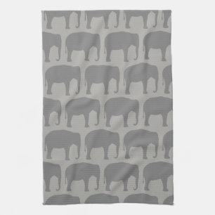 Asian Elephant Silhouettes Pattern Towel