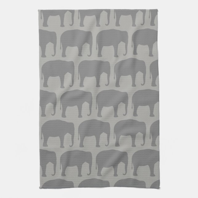 Asian Elephant Silhouettes Pattern Towel (Vertical)