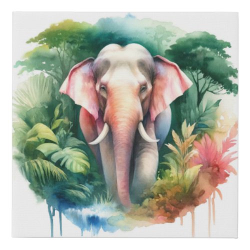 Asian Elephant Watercolor REF65 _ Watercolor Faux Canvas Print