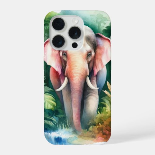 Asian Elephant Watercolor REF65 _ Watercolor iPhone 15 Pro Case