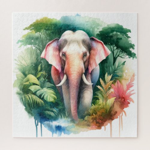 Asian Elephant Watercolor REF65 _ Watercolor Jigsaw Puzzle