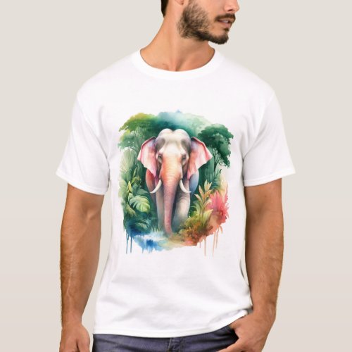 Asian Elephant Watercolor REF65 _ Watercolor T_Shirt