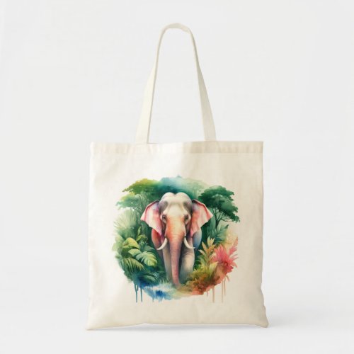 Asian Elephant Watercolor REF65 _ Watercolor Tote Bag