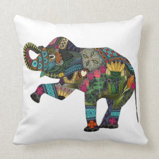 asian elephant white throw pillow