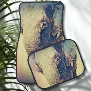 Asian   elephant  with   vintage    colors car floor mat