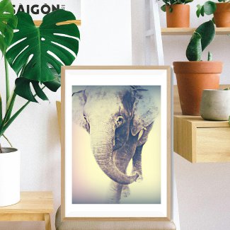 Asian elephant with vintage colors