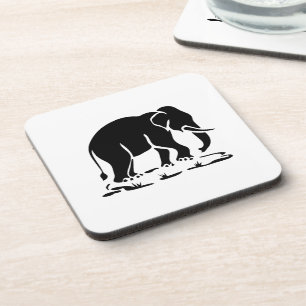 Asian Elephants Ahead Thai Elephant Trekking Sign Beverage Coaster