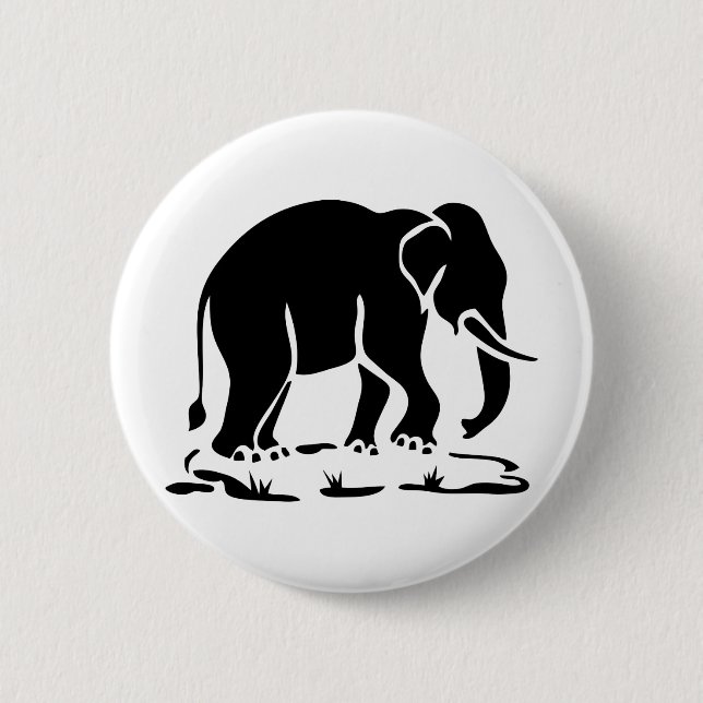 Asian Elephants Ahead Thai Elephant Trekking Sign Button (Front)