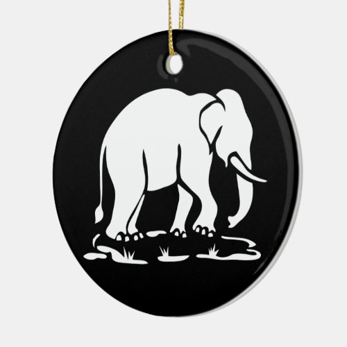 Asian Elephants Ahead Thai Elephant Trekking Sign Ceramic Ornament
