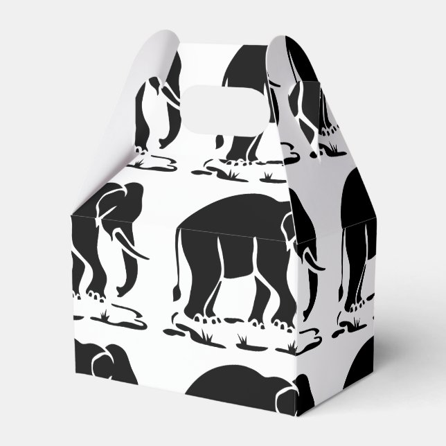 Asian Elephants Ahead Thai Elephant Trekking Sign Favor Boxes (Front Side)