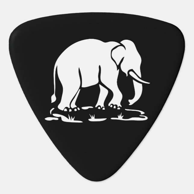 Asian Elephants Ahead Thai Elephant Trekking Sign Guitar Pick (Front)