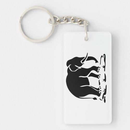 Asian Elephants Ahead Thai Elephant Trekking Sign Keychain