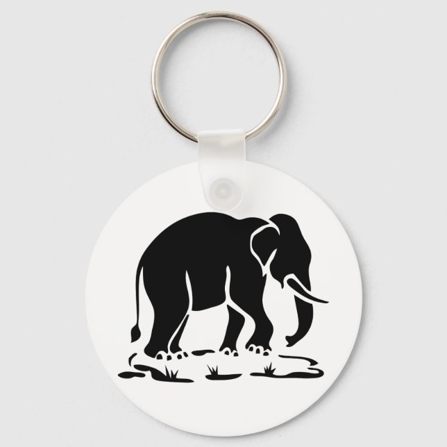 Asian Elephants Ahead Thai Elephant Trekking Sign Keychain (Front)