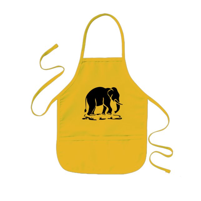 Asian Elephants Ahead Thai Elephant Trekking Sign Kids' Apron (Front)