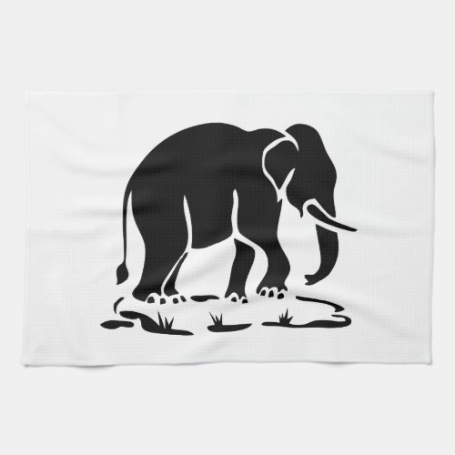 Asian Elephants Ahead Thai Elephant Trekking Sign Kitchen Towel