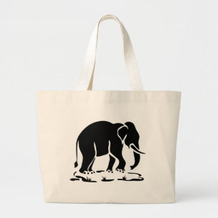 Asian Elephants Ahead Thai Elephant Trekking Sign Large Tote Bag