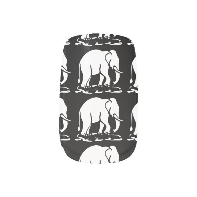 Asian Elephants Ahead Thai Elephant Trekking Sign Minx Nail Wraps (Left Thumb)