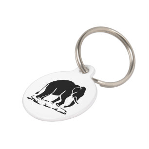Asian Elephants Ahead Thai Elephant Trekking Sign Pet ID Tag